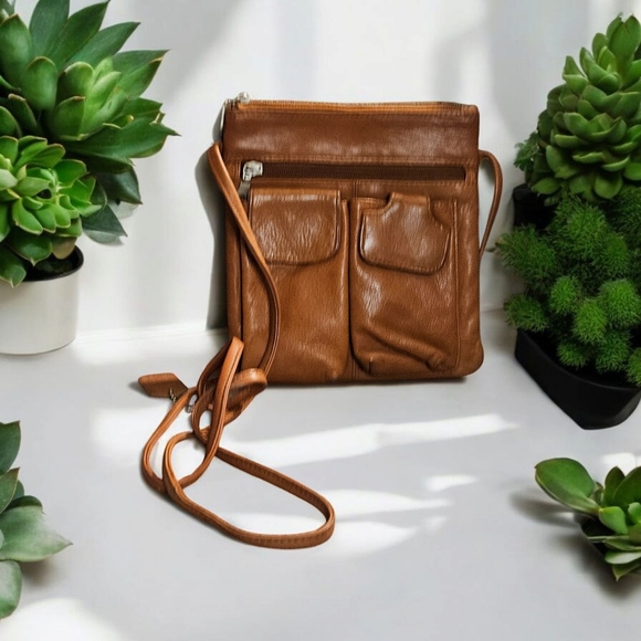 Elegant Brown Leather Crossbody Bag - Picture 1 of 7